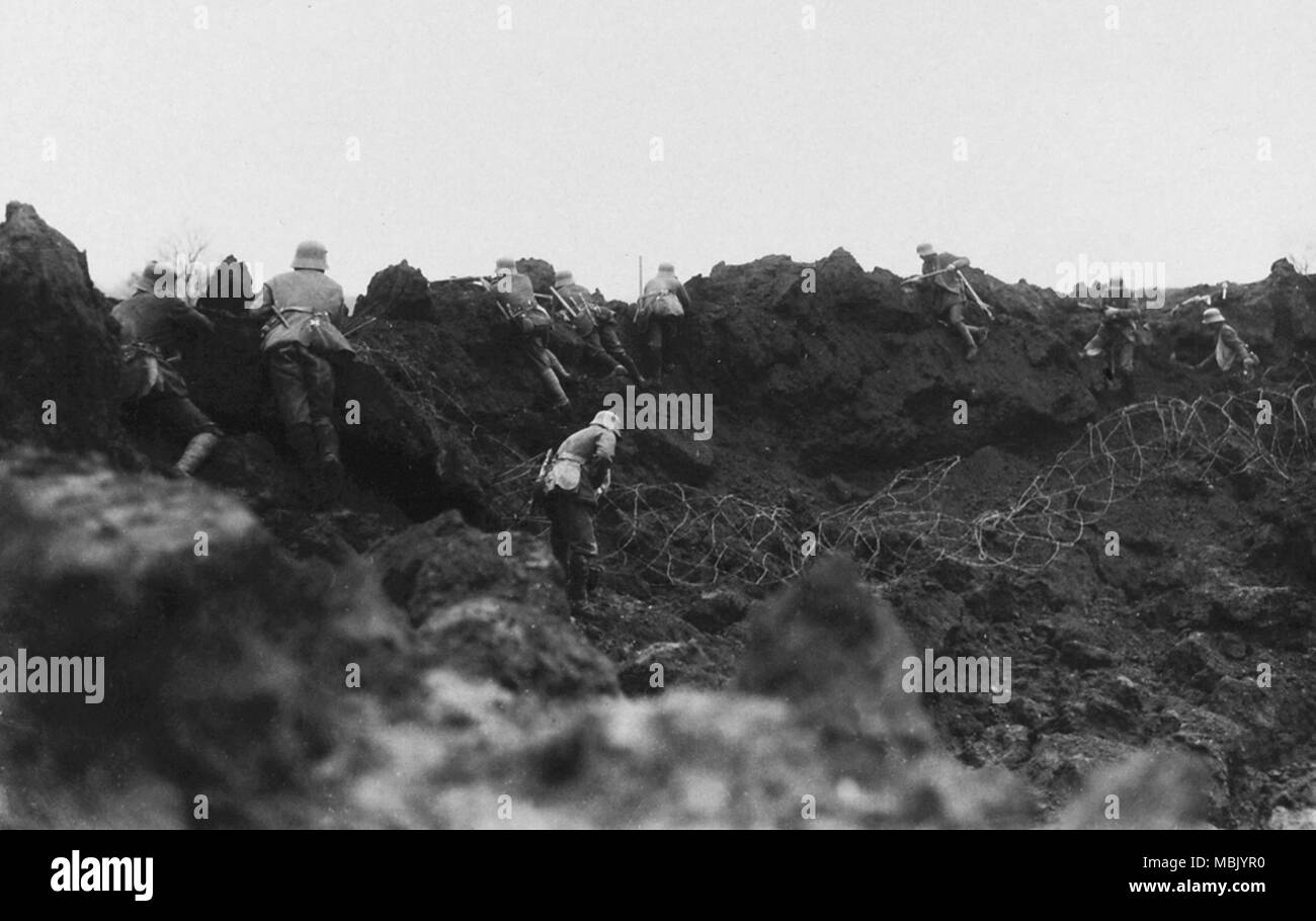 Digging into a Mine Crater Stock Photo