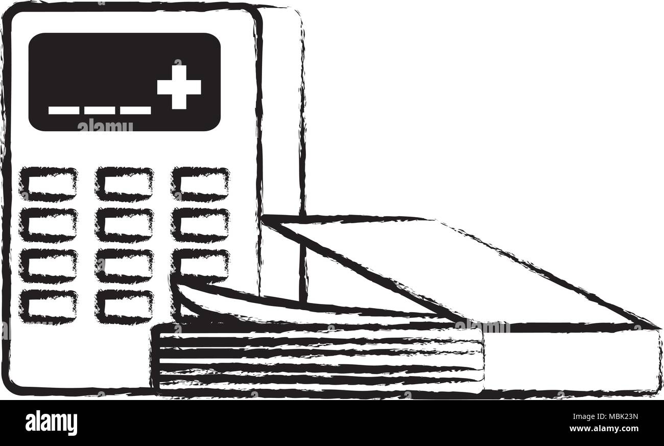 sketch of book and calculator icon over white background, vector ...