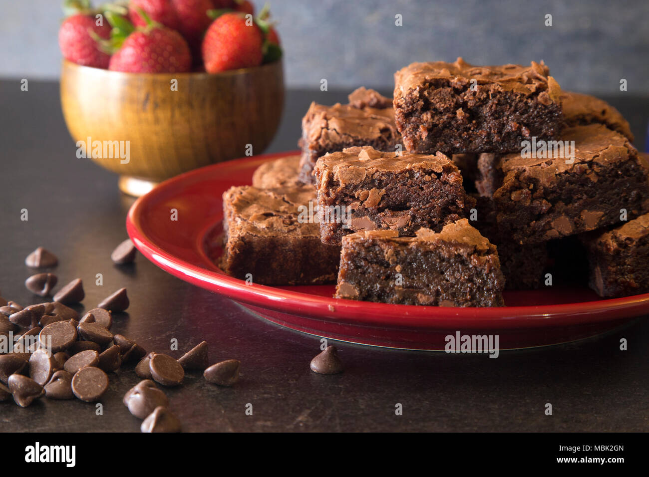 Homemade Gooey Double Chocolate Brownies Stock Photo Alamy