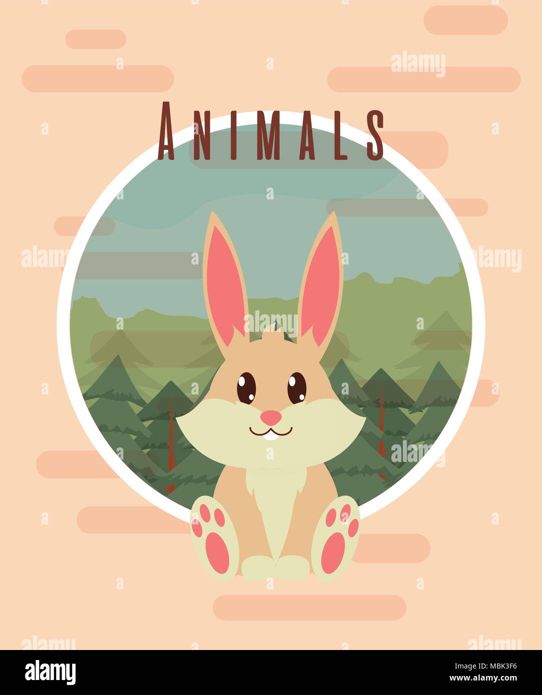 Rabbit cute animal card Stock Vector Image & Art - Alamy