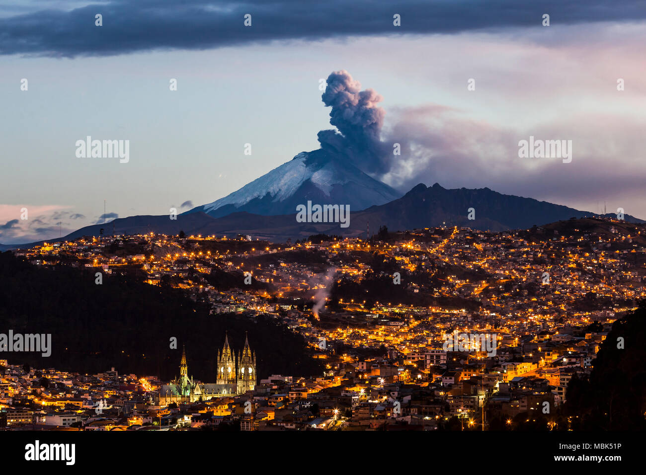 Cotopaxi volcano eruption seen from Quito, Ecuador Stock Photo Alamy