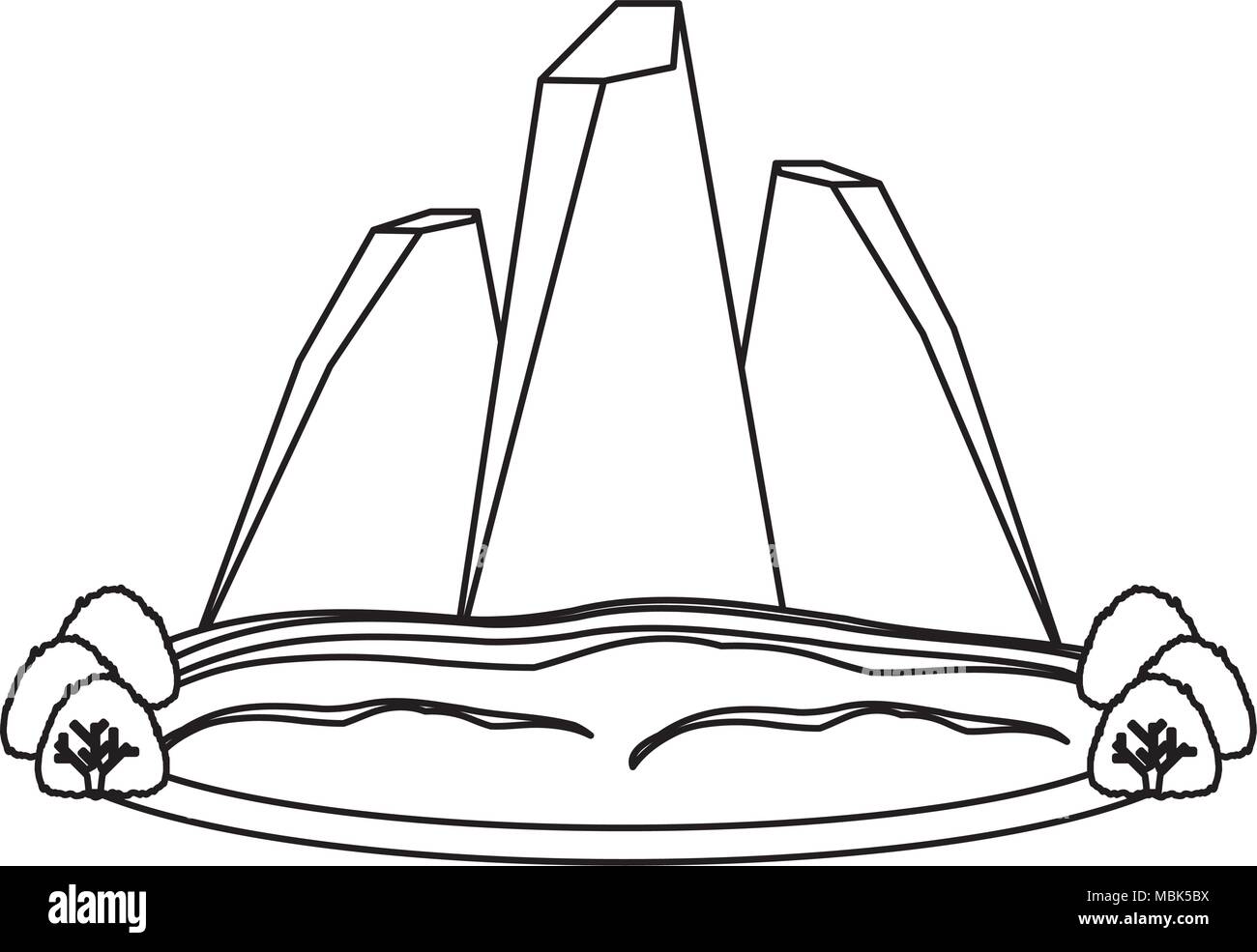 lake and mountains icon over white background, vector illustration ...