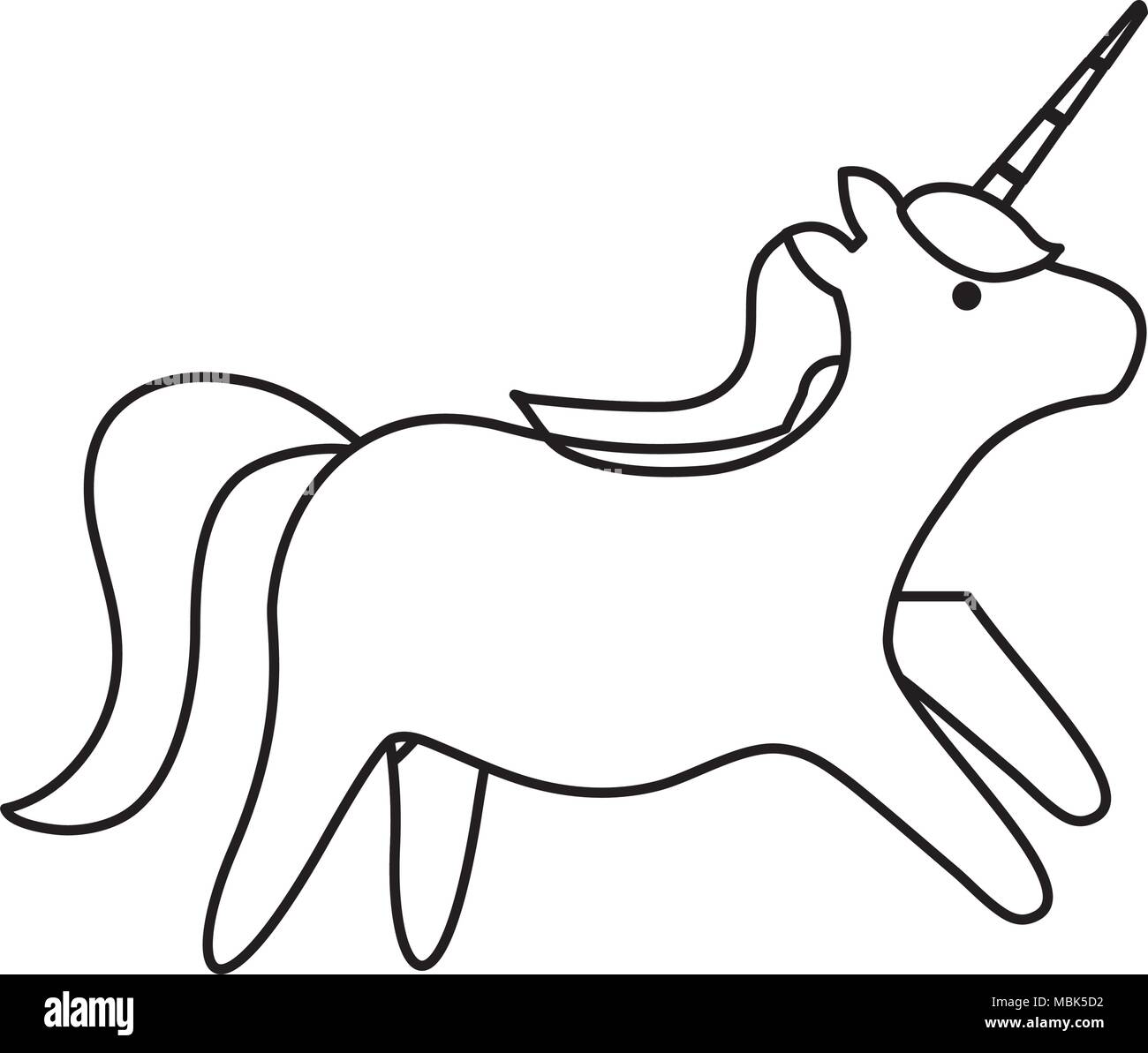 cute unicorn icon over white background, vector illustration Stock Vector