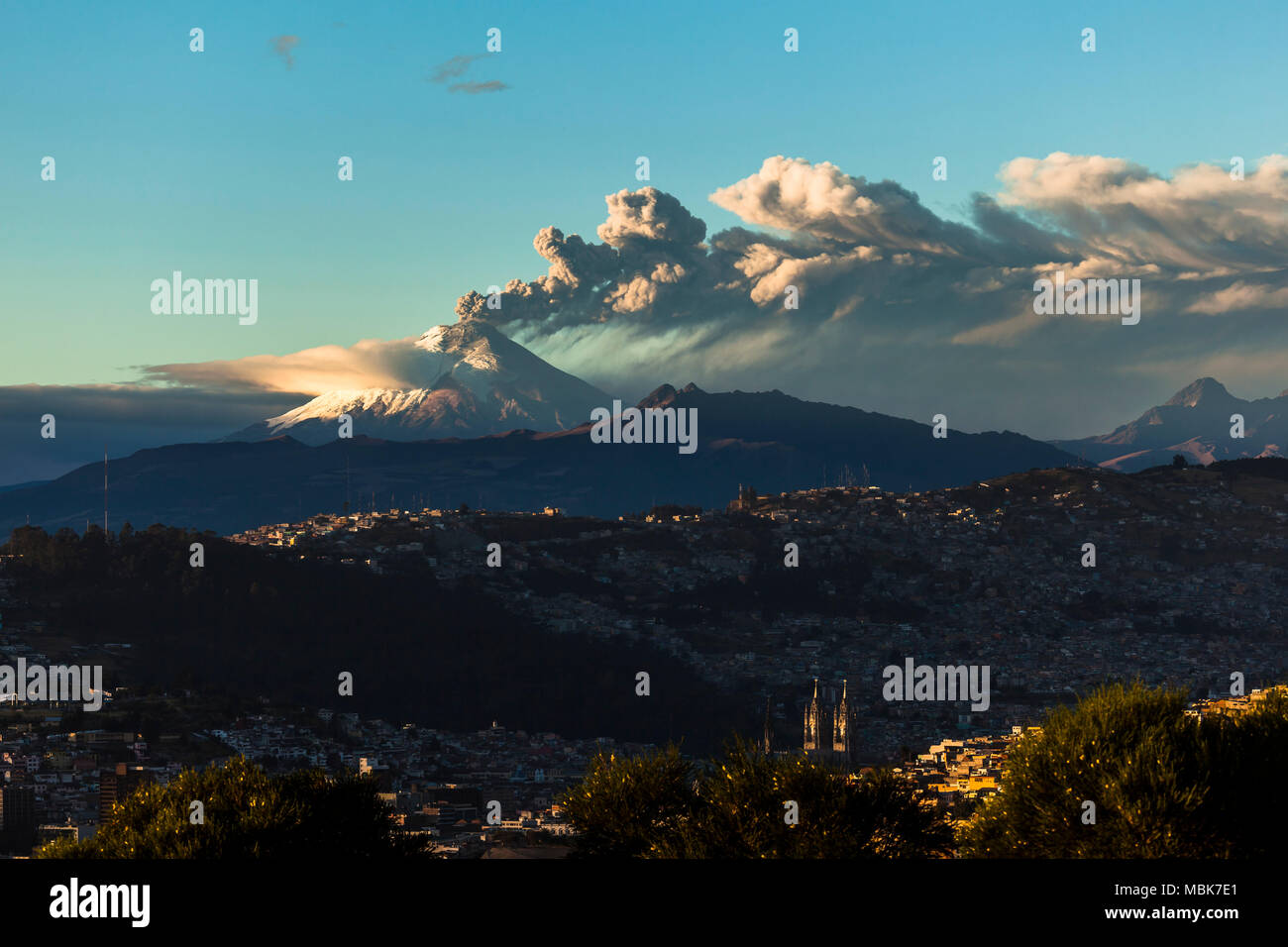 Cotopaxi volcano eruption seen from Quito, Ecuador Stock Photo Alamy