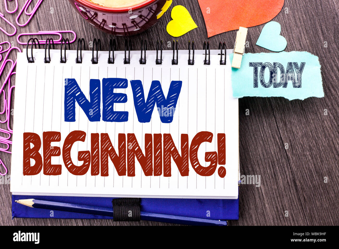 Handwriting text writing New Beginning Motivational Call. Concept ...