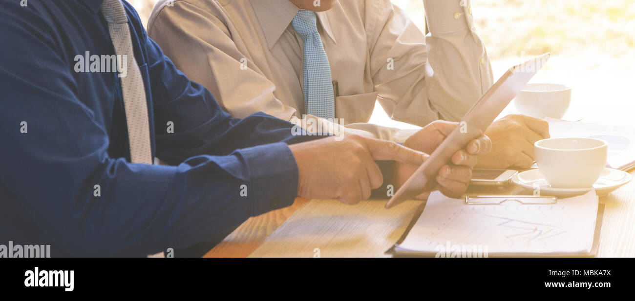 Businessman presentation working on tablet Stock Photo