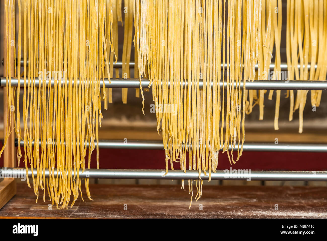 Homemade noodles drying on aluminum support Stock Photo Alamy