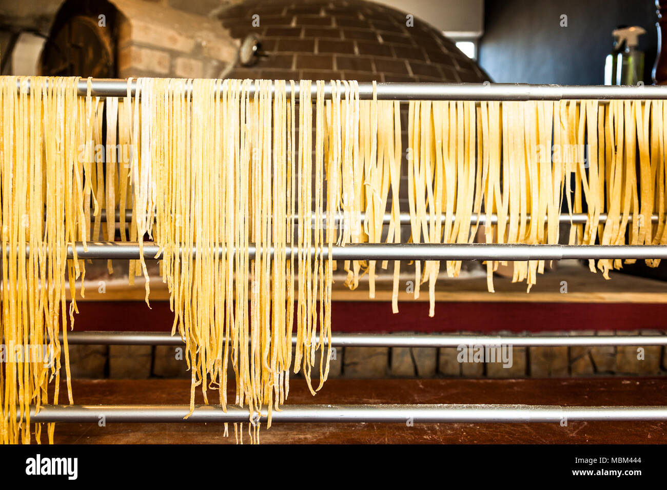 Homemade noodles drying on aluminum support Stock Photo Alamy
