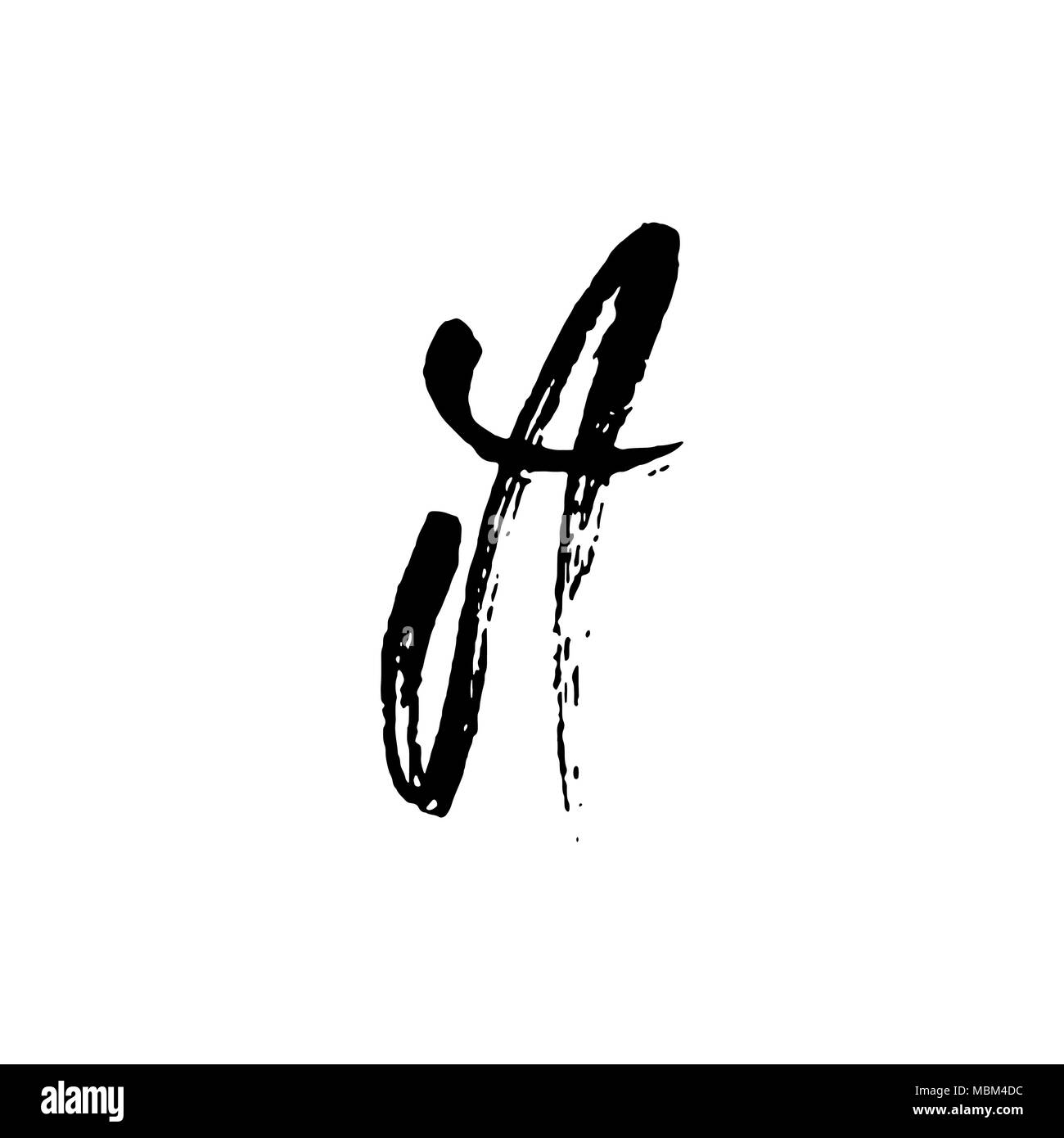 Letter A. Handwritten by dry brush. Rough strokes textured font. Vector ...