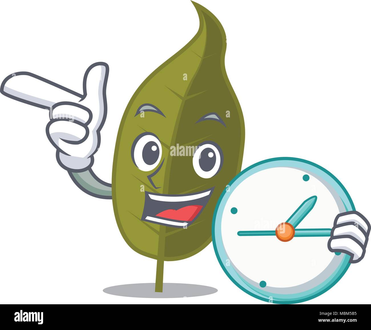 With clock bay leaf character cartoon Stock Vector Image & Art Alamy