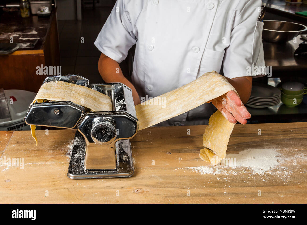 Table For Pasta Machine Pasta machine on kitchen table and fresh pasta Stock Photo - Alamy