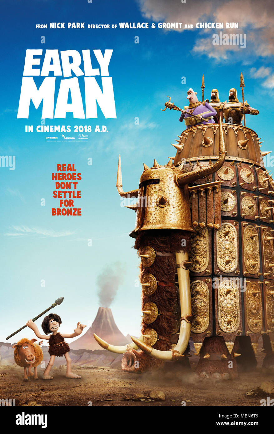 RELEASE DATE: February 16, 2018 TITLE: Early Man STUDIO: Lionsgate DIRECTOR: Nick Park PLOT: Set at the dawn of time, when prehistoric creatures and woolly mammoths roamed the earth, Early Man tells the story of Dug, along with sidekick Hognob as they unite his tribe against a mighty enemy Lord Nooth and his Bronze Age City to save their home. STARRING: Tom Hiddleston, Eddie Redmayne, Maisie Williams. (Credit Image: © Lionsgate/Entertainment Pictures) Stock Photo