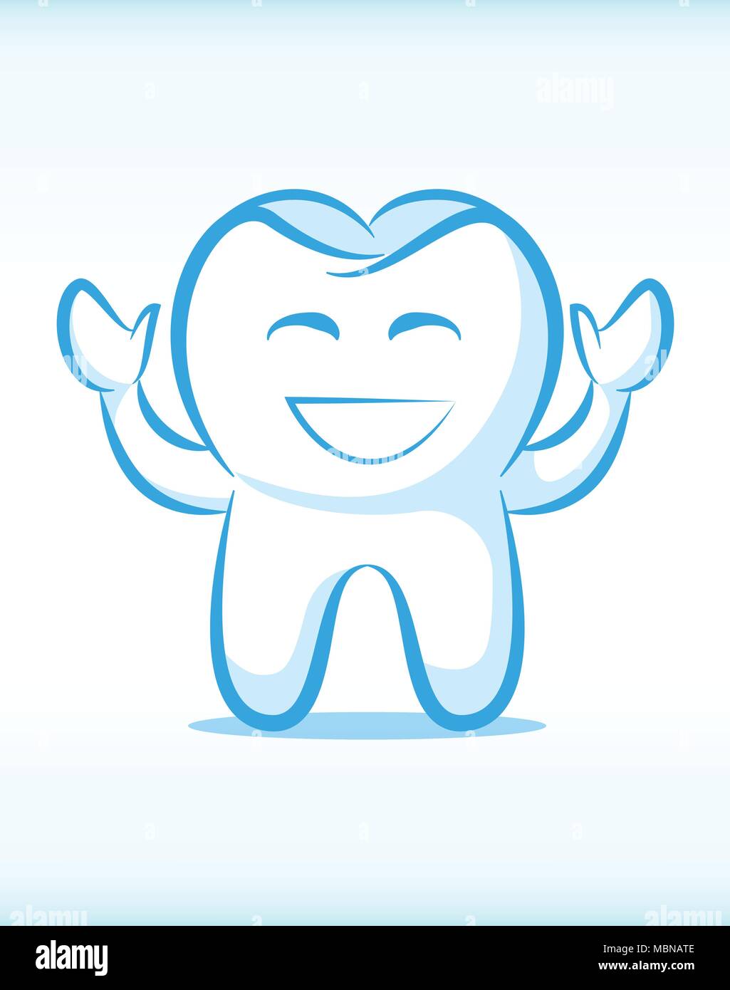 Funny Vector Happy Tooth Character Stock Vector