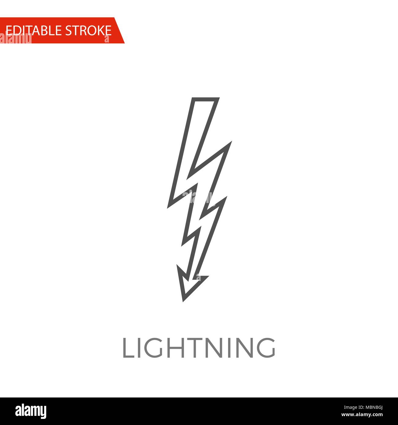 Lightning Vector Icon. Thin Line Vector Illustration. Adjust stroke ...
