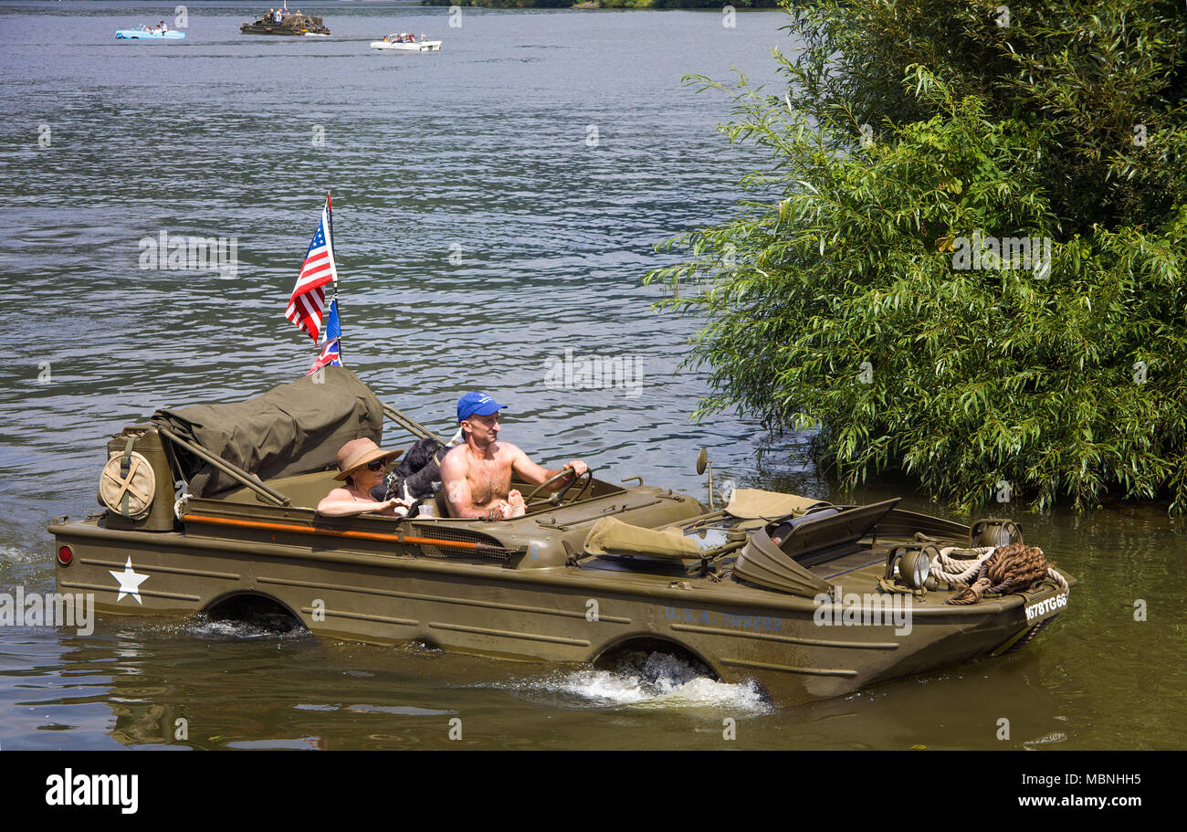 Military amphibious vehicle on Moselle river at Neumagen-Dhron, Rhineland-Palatinate, Germany Stock Photo