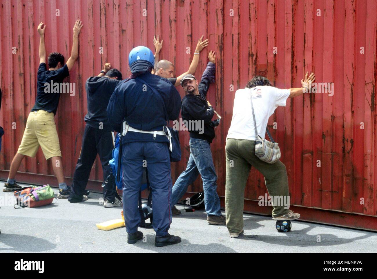 protest against the international G8 summit in Genoa (Italy), July 2001, Kurdish demonstrators Stock Photo