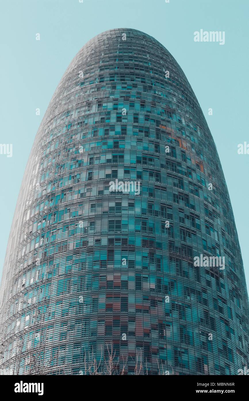 The modern skyscraper Torre in Barcelona, Spain. Designed by french