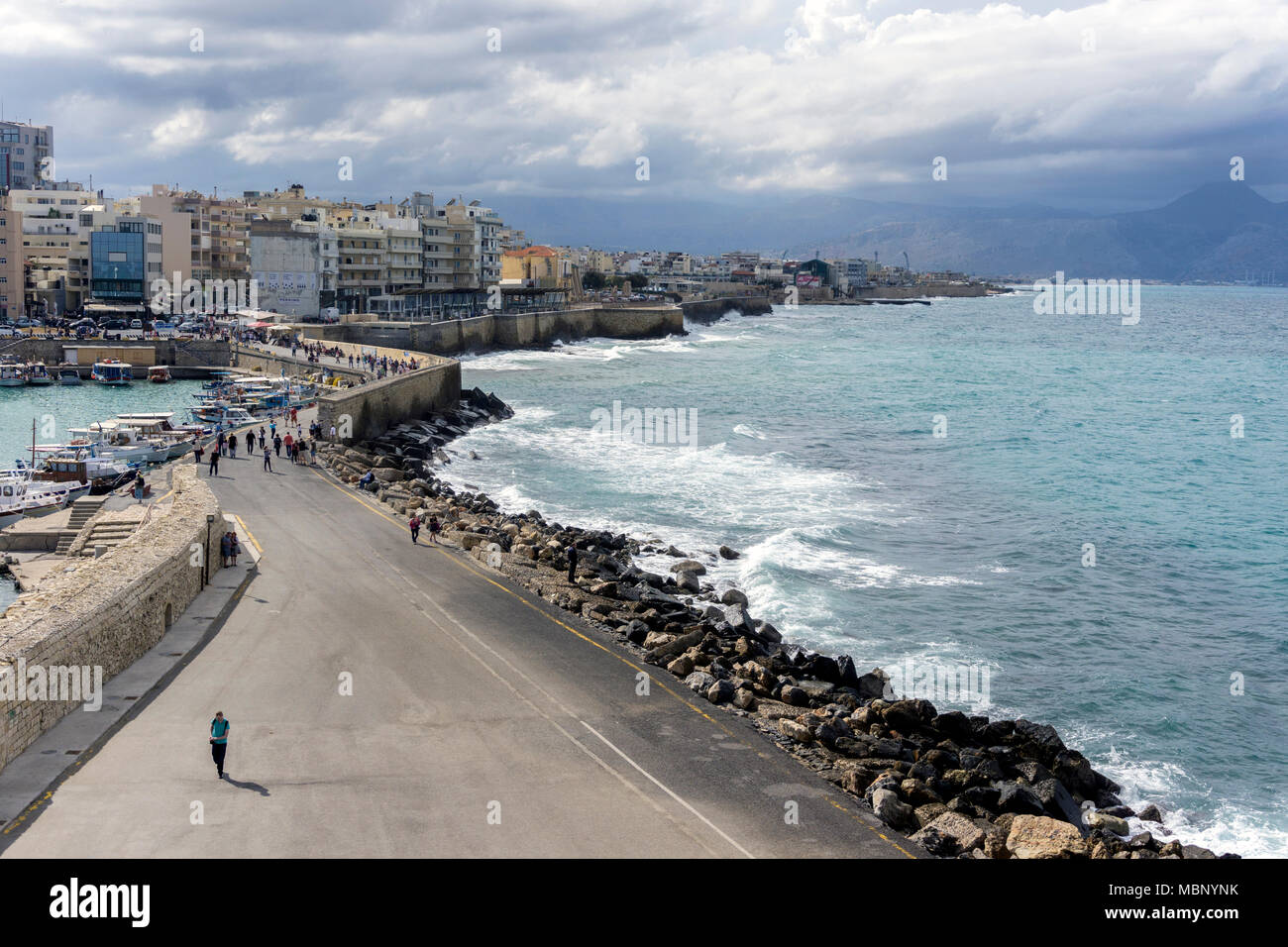 Heraklion, Crete Island - Greece. Panoramic view of Heraklion city from the Venetian fortress Koules (castello a mare) Stock Photo