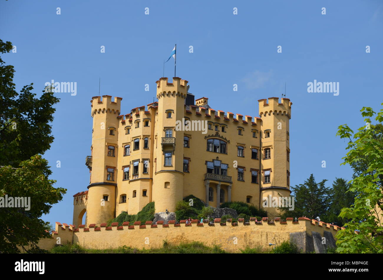 view of the Hohenschwangau castle near alpine village Schwangau in Bavaria, Germany Stock Photo