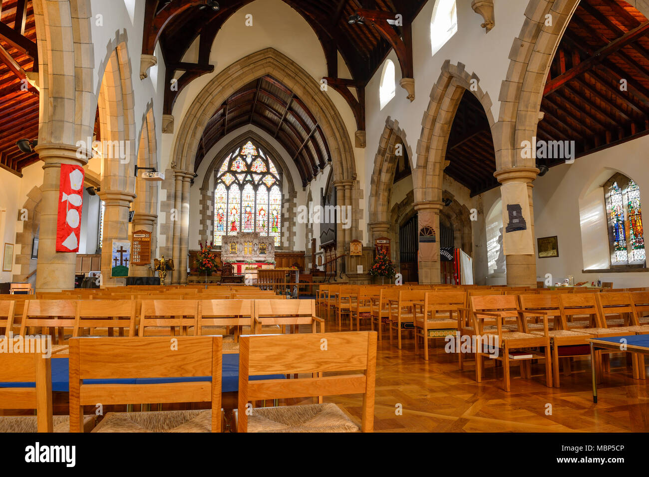 Interior of St Mary’s Parish church in Ambleside in the Lake District in Cumbria, England Stock Photo