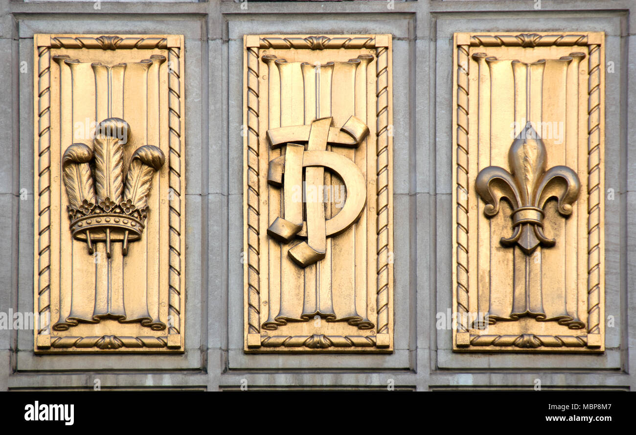 London, England, UK. Facade detail of the Duchess Theatre, Catherine Street (1929, grade II listed building) Facade detail Stock Photo