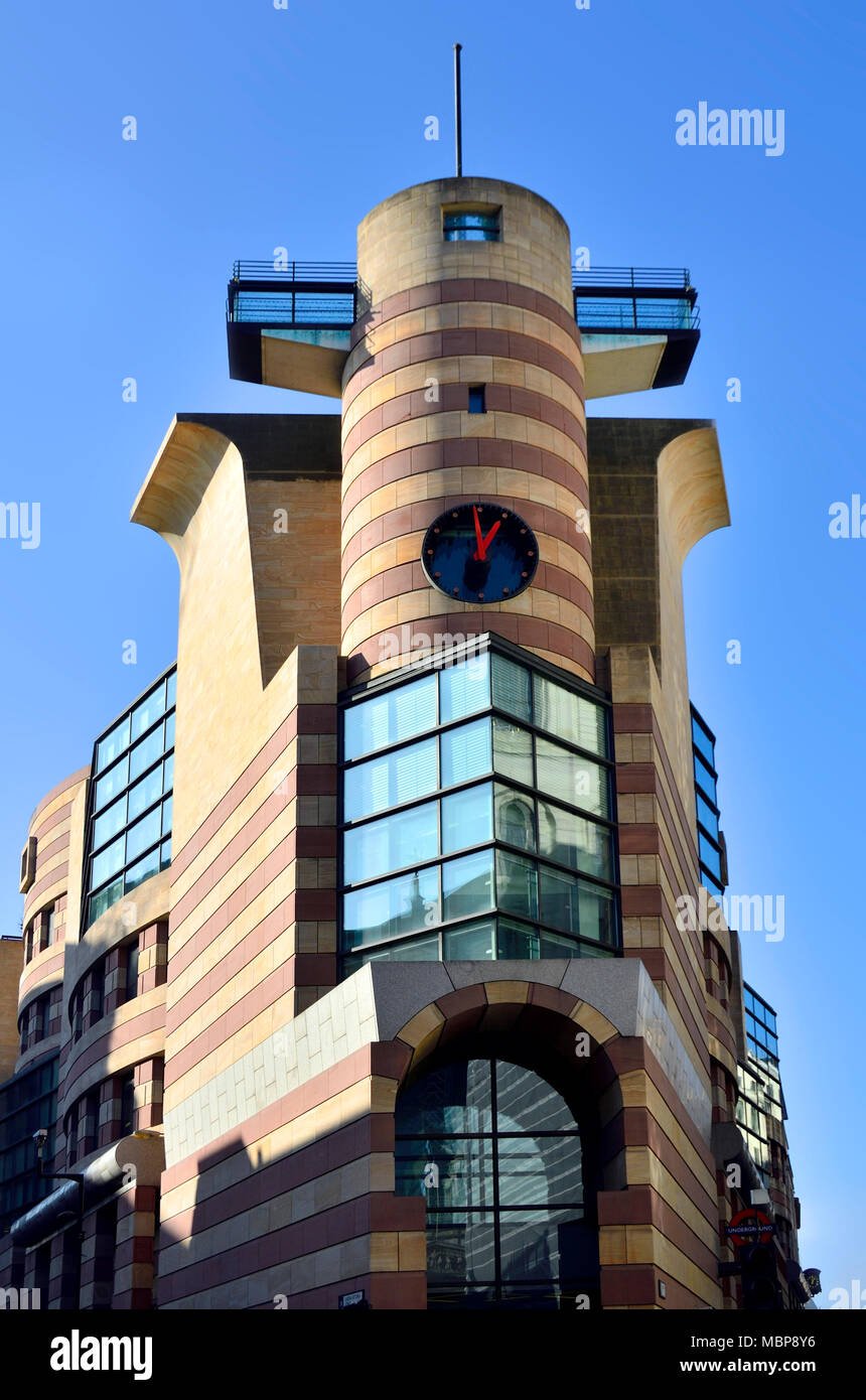 London, England, UK. No 1 Poultry (1997 - James Stirling) - office and retail building at the junction of Poultry and Queen Victoria Street. Stock Photo