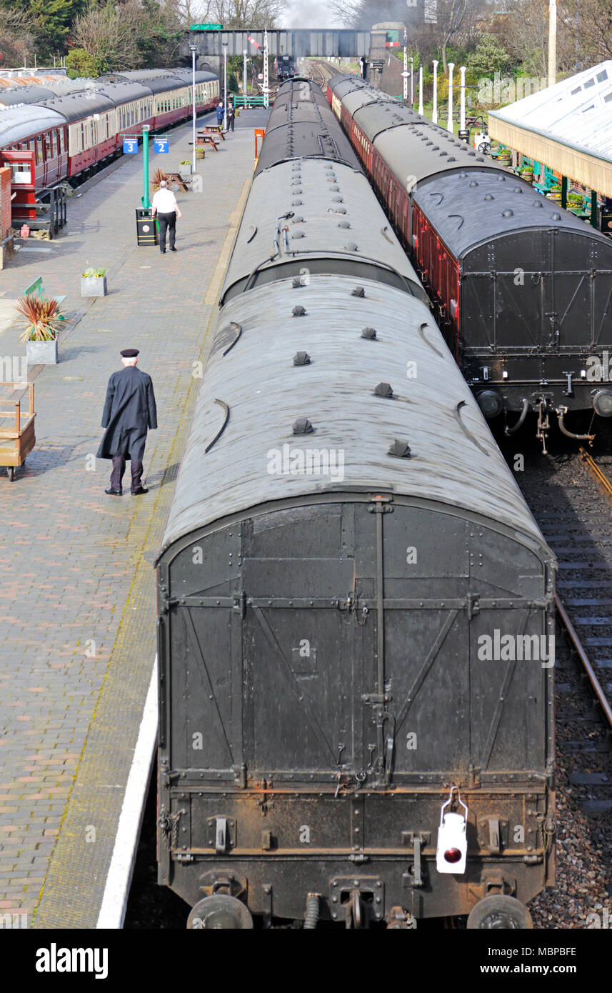 A view of the North Norfolk Railway station at Sheringham, Norfolk, England, United Kingdom, Europe. Stock Photo