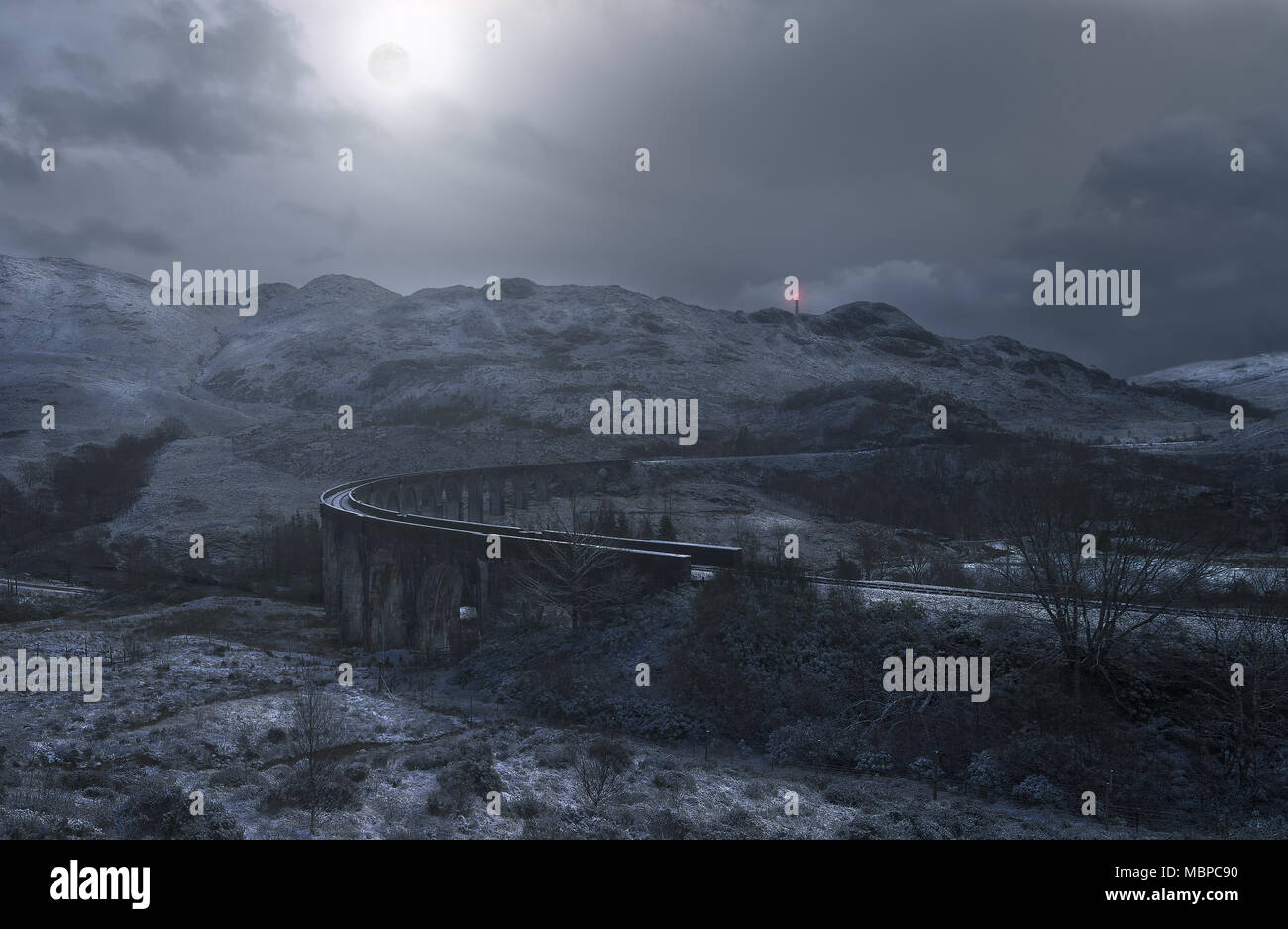 View of a mountain in Scotland in the winter night. Stock Photo