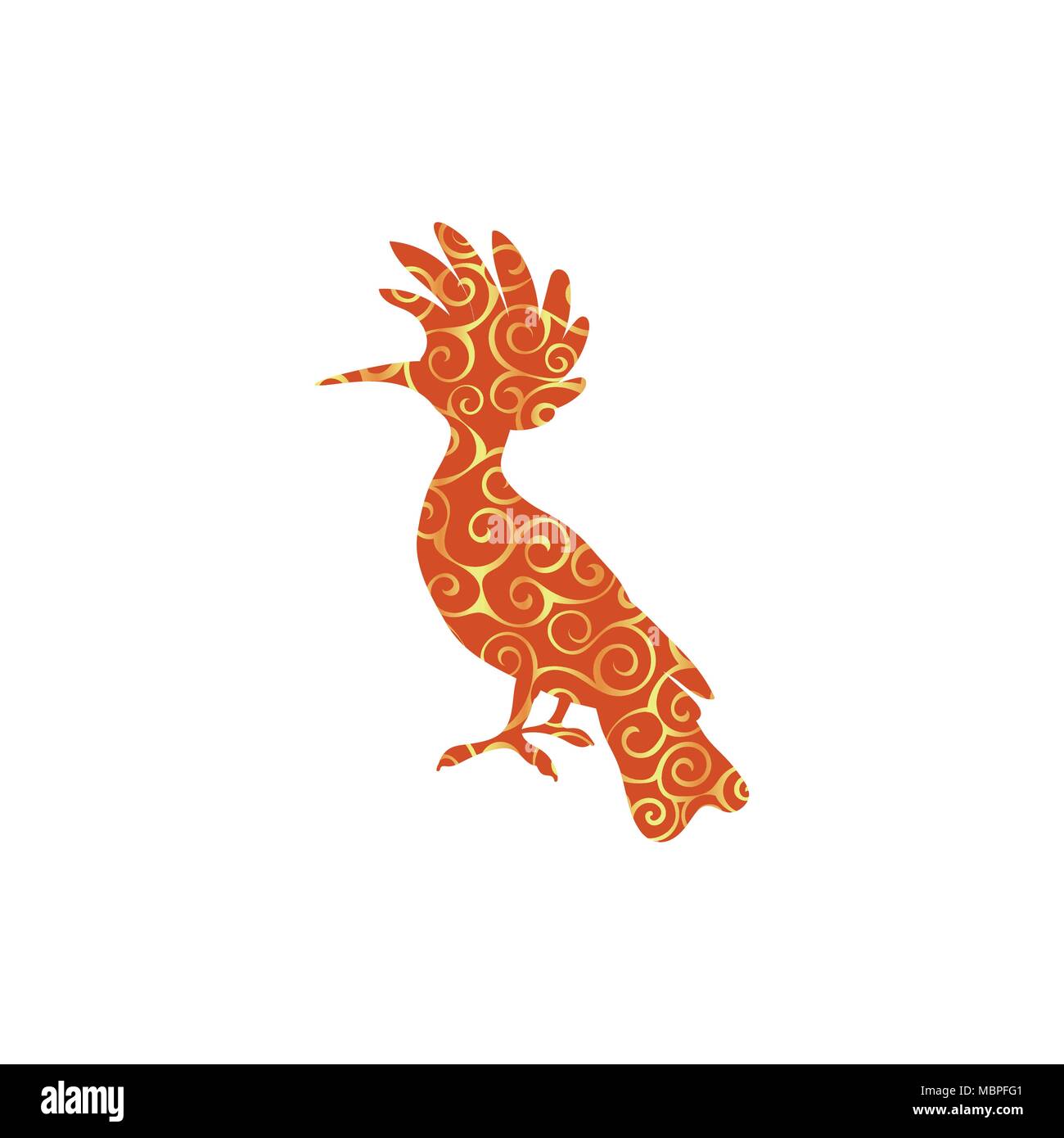 Hoopoe bird spiral pattern color silhouette animal. Vector Illustrator. Stock Vector