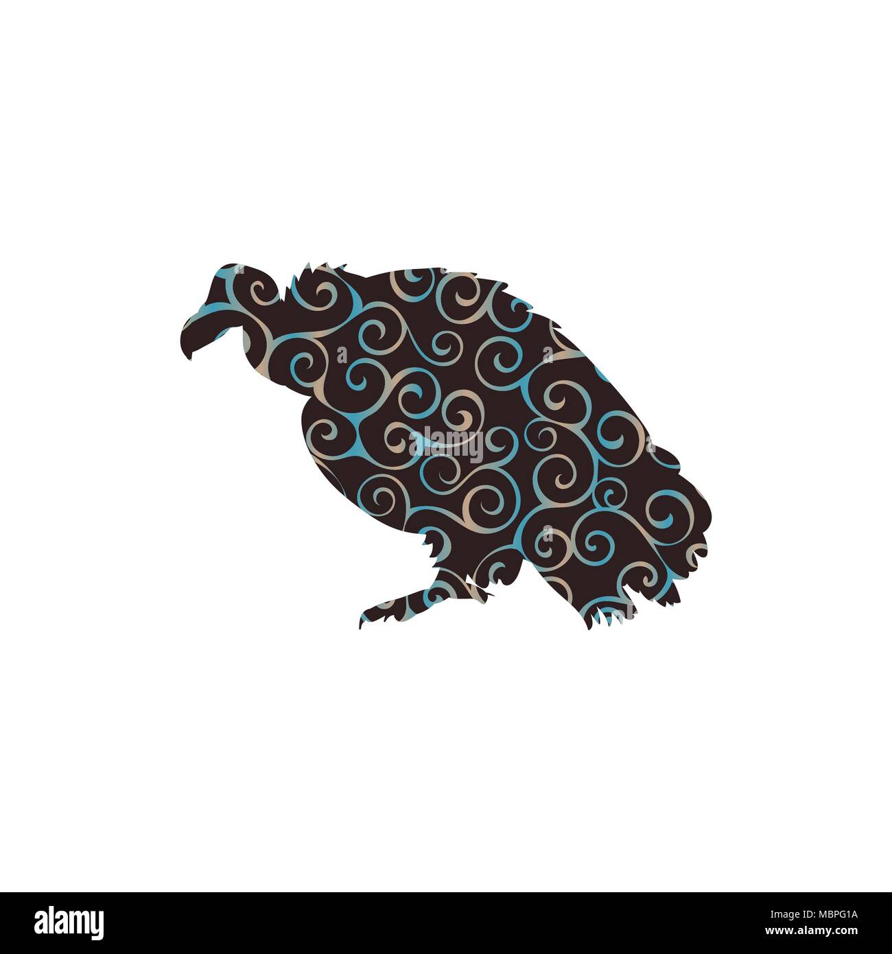 Vulture bird spiral pattern color silhouette animal. Vector Illustrator. Stock Vector