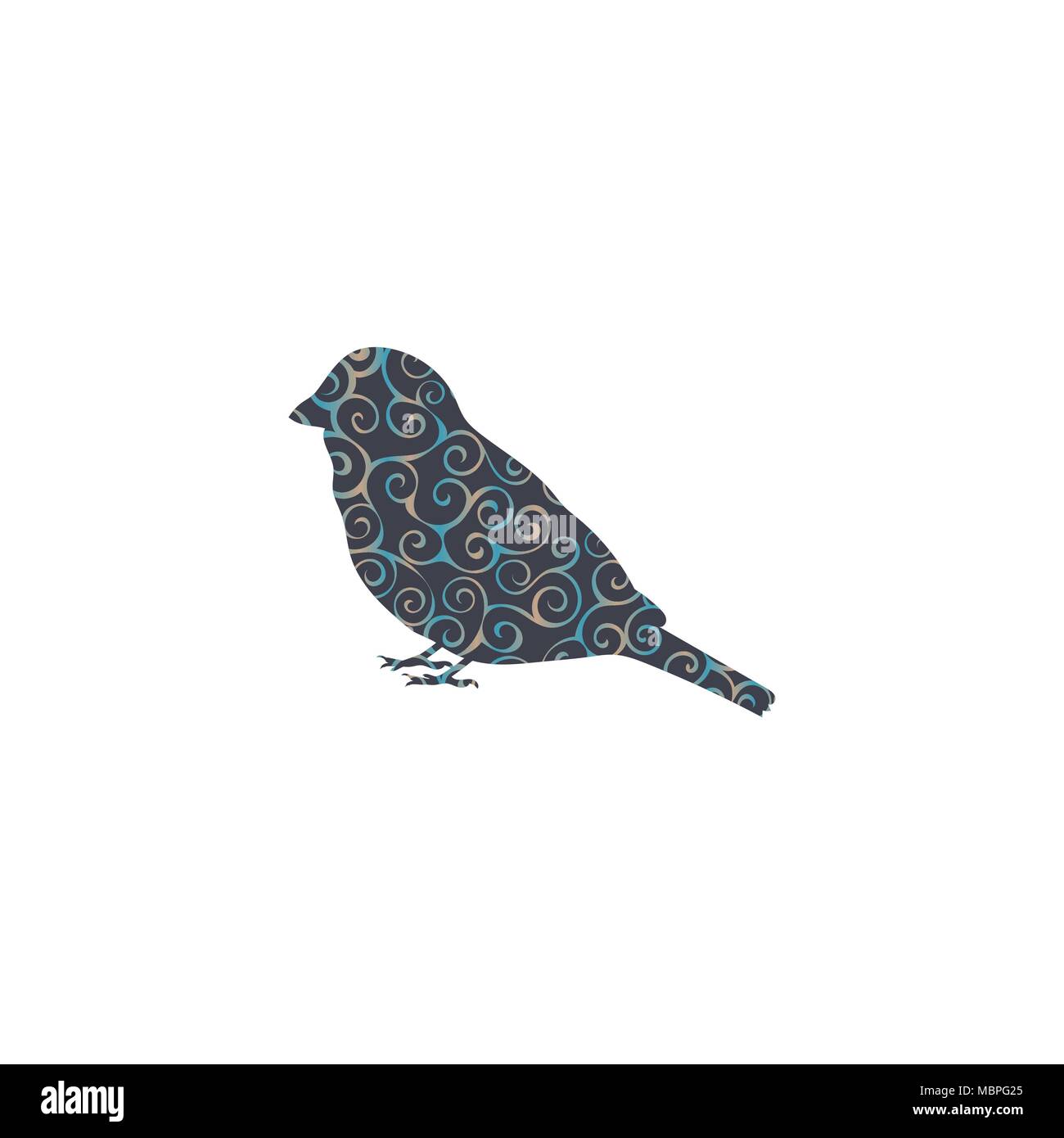 Sparrow bird spiral pattern color silhouette animal. Vector Illustrator. Stock Vector