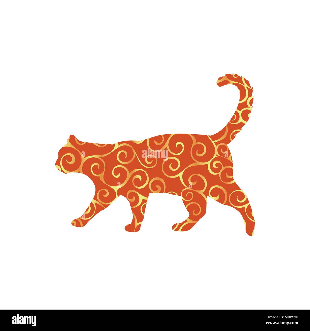 Cat pet spiral pattern color silhouette animal. Vector Illustrator ...