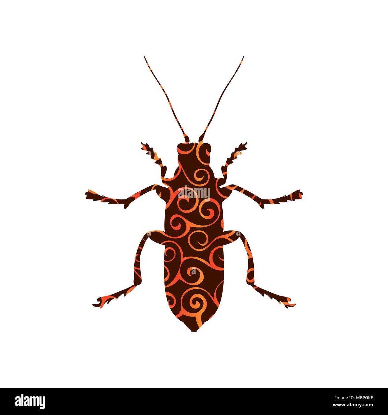 Beetle insect spiral pattern color silhouette animal. Vector Illustrator. Stock Vector