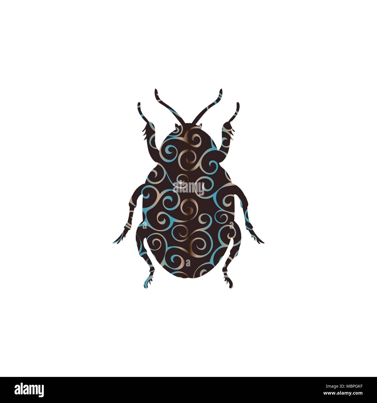 Beetle insect spiral pattern color silhouette animal. Vector Illustrator. Stock Vector