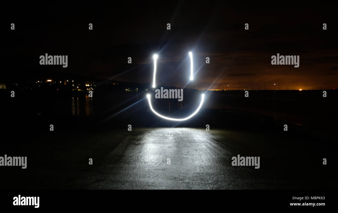 smiley face. Long exposure image Stock Photo