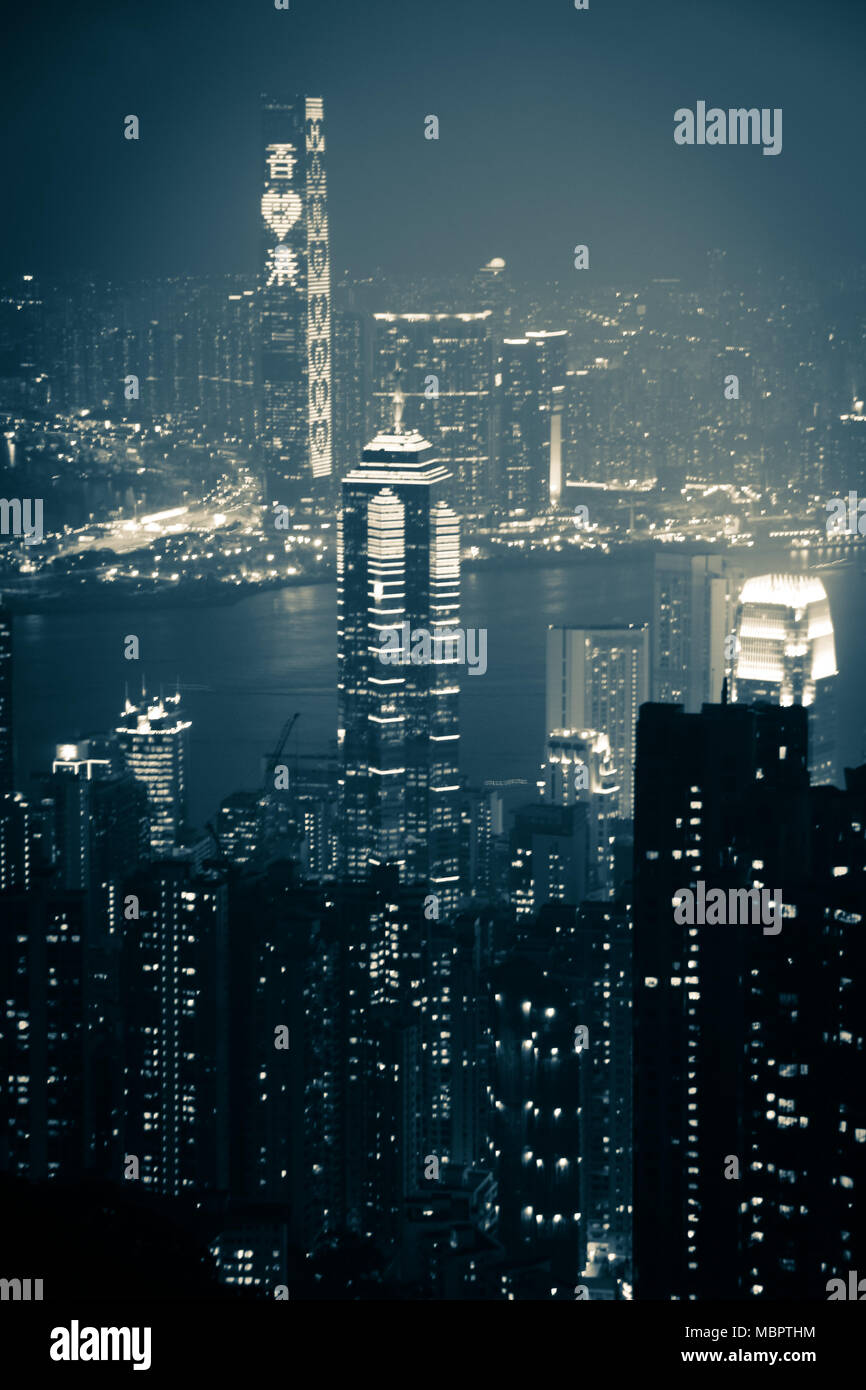Skyline of Hong Kong and the Victoria Harbour seen from Victoria Peak ...