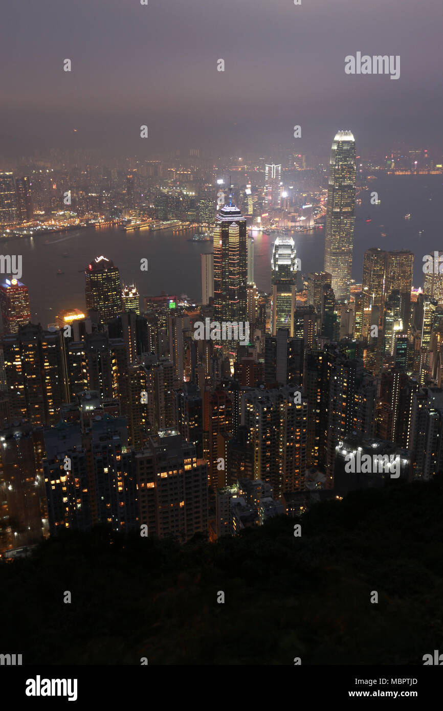 Skyline of Hong Kong and the Victoria Harbour seen from Victoria Peak ...