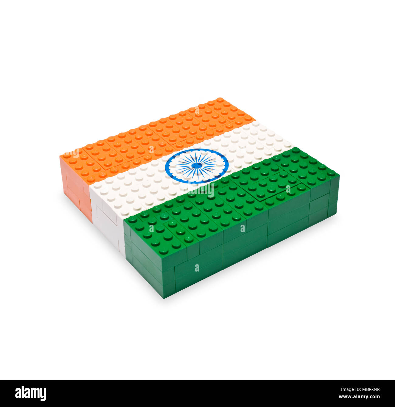 The Indian flag made from Lego Stock Photo