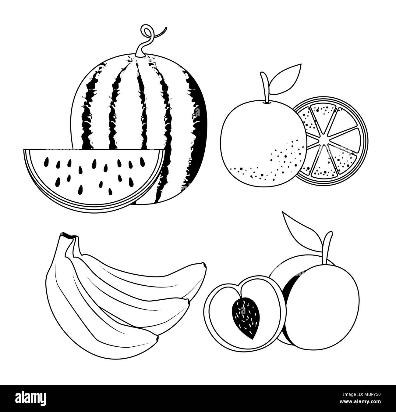 delicious fruits healthy food Stock Vector Image & Art - Alamy