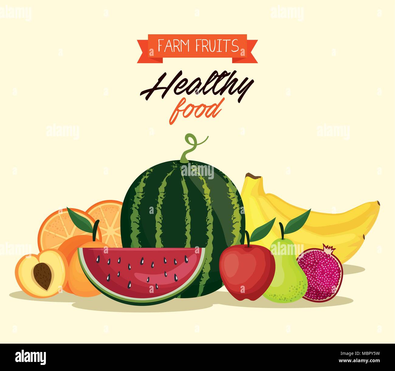 delicious fruits healthy food Stock Vector Image & Art - Alamy