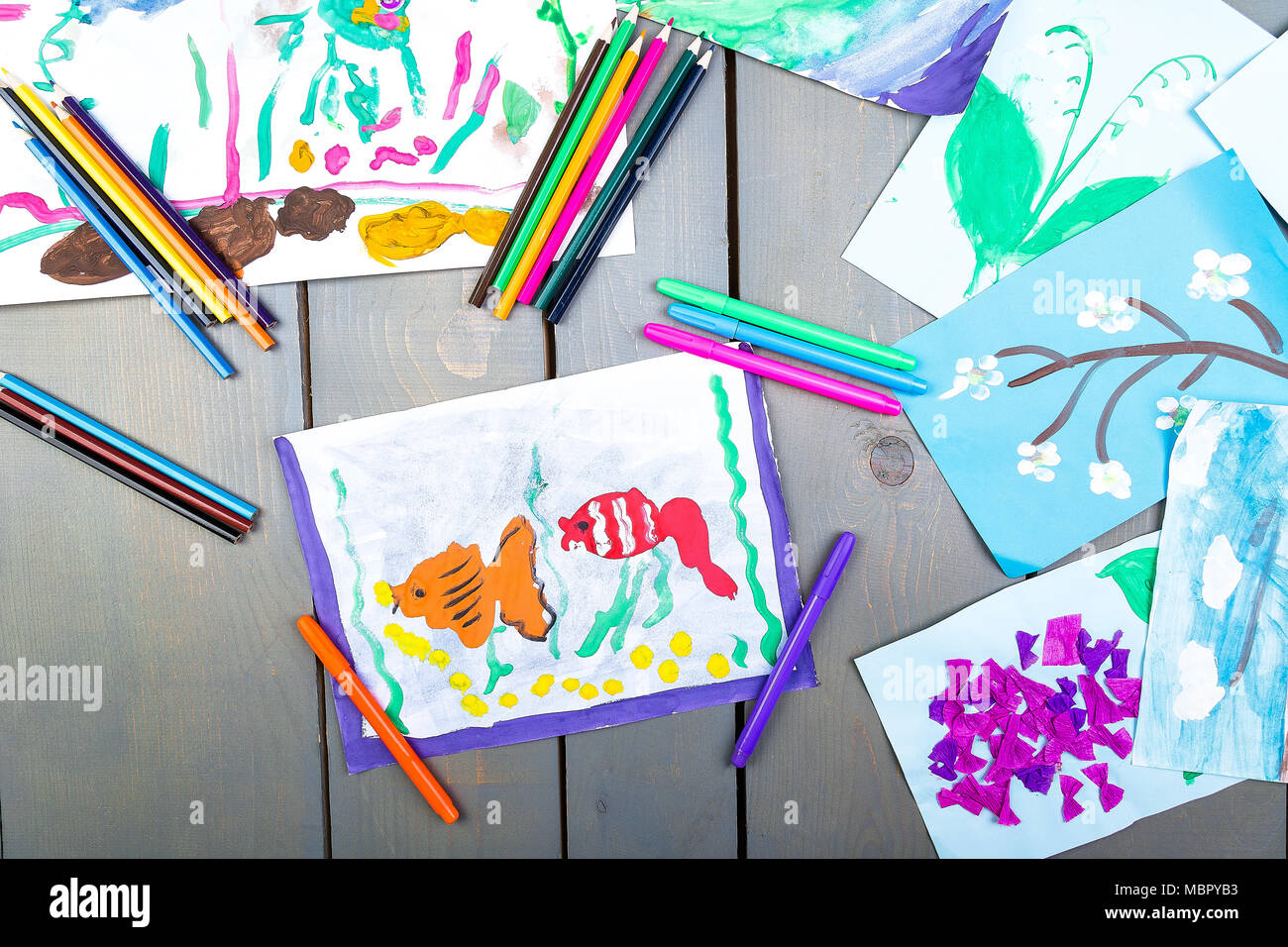 Cute fish drawings hi-res stock photography and images - Alamy