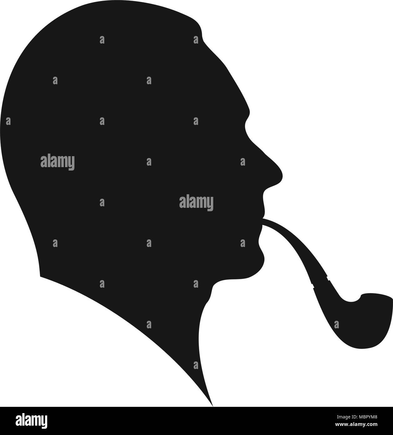 Man Smoking a Pipe. Profile of a Man Smoking A Pipe. Smoking Man Silhouette Stock Vector