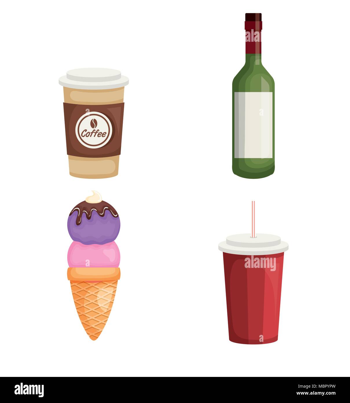 drinks beverage set icons Stock Vector Image & Art - Alamy
