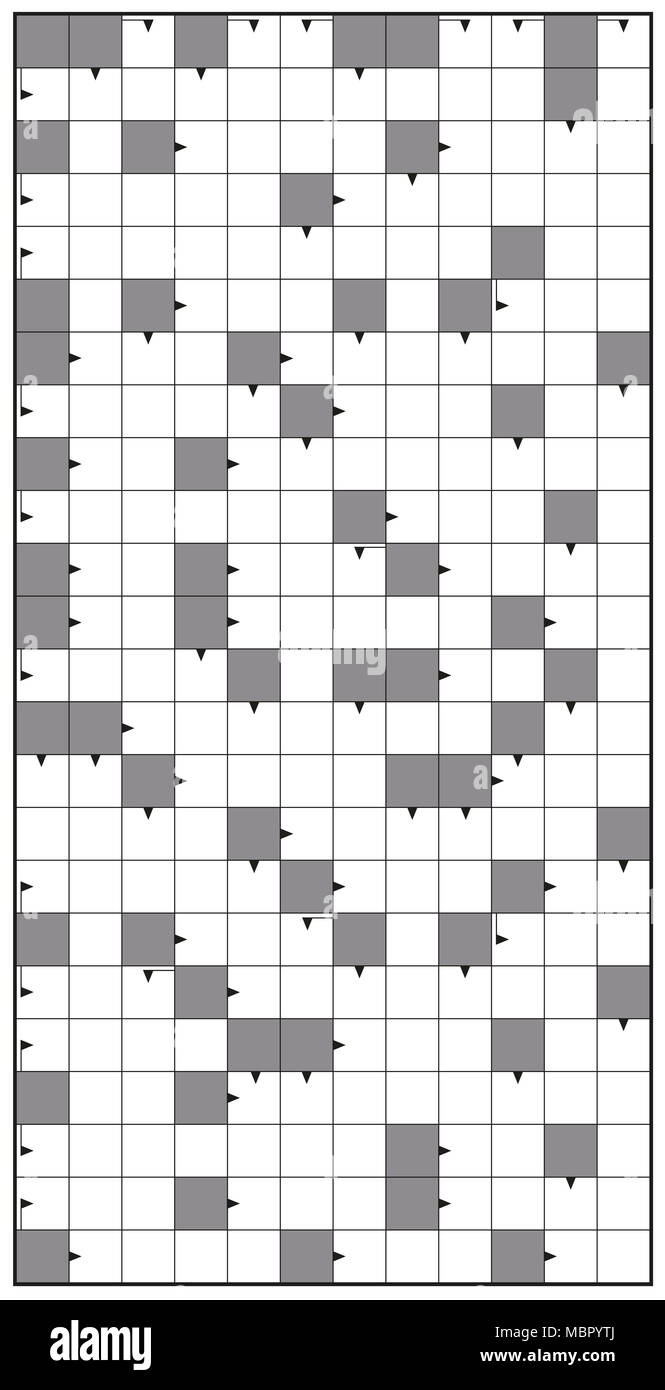 Crossword - blank crossword puzzle pattern, vertical format template, to insert any words for a clear message, brief heading or explicit information. Stock Photo