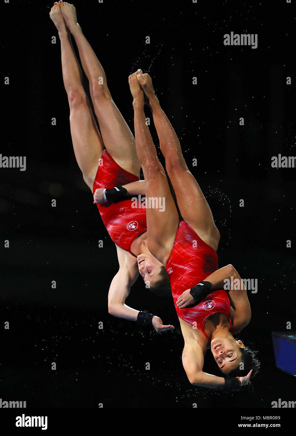 Canada S Meaghan Benefeito And Caeli Mckay Compete In The Women S Synchronised 10m Platform Final At The Optus Aquatic Centre During Day Seven Of The 2018 Commonwealth Games In The Gold Coast Australia