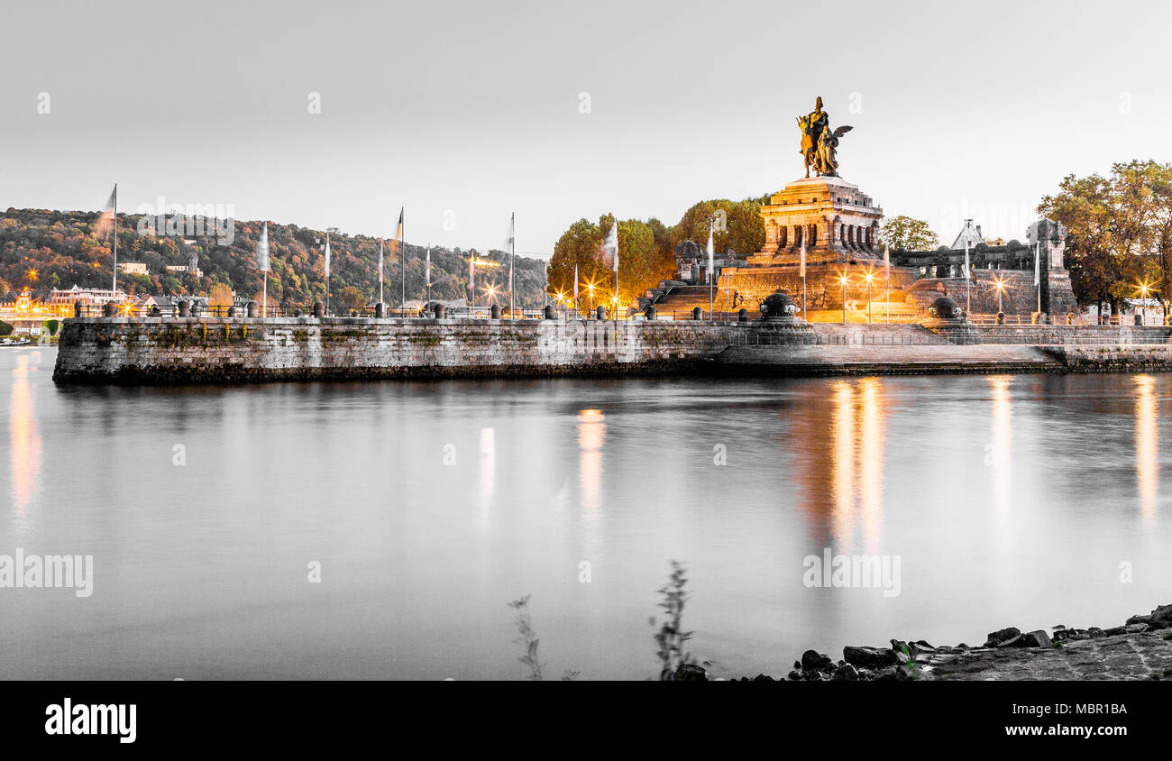 Deutsches Eck in Koblenz Rhineland-Palatinate Germany. Stock Photo