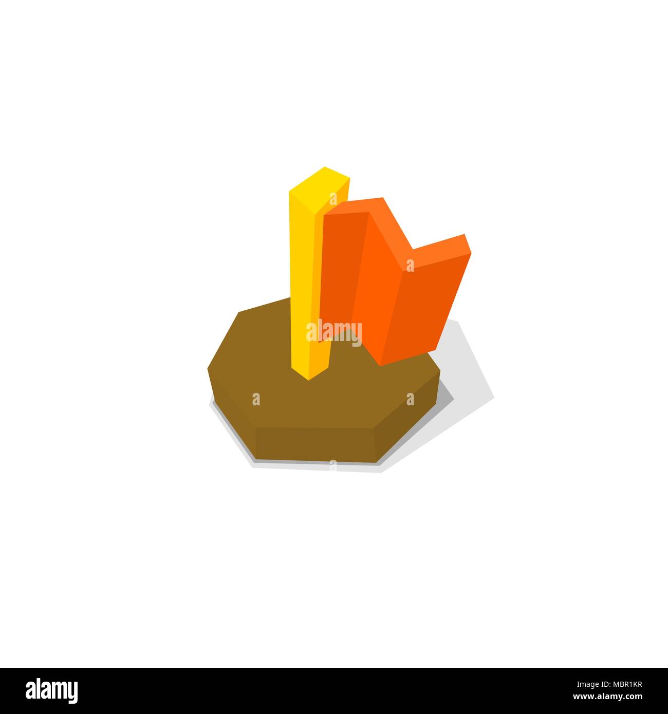Red flag with a wooden handle Stock Vector