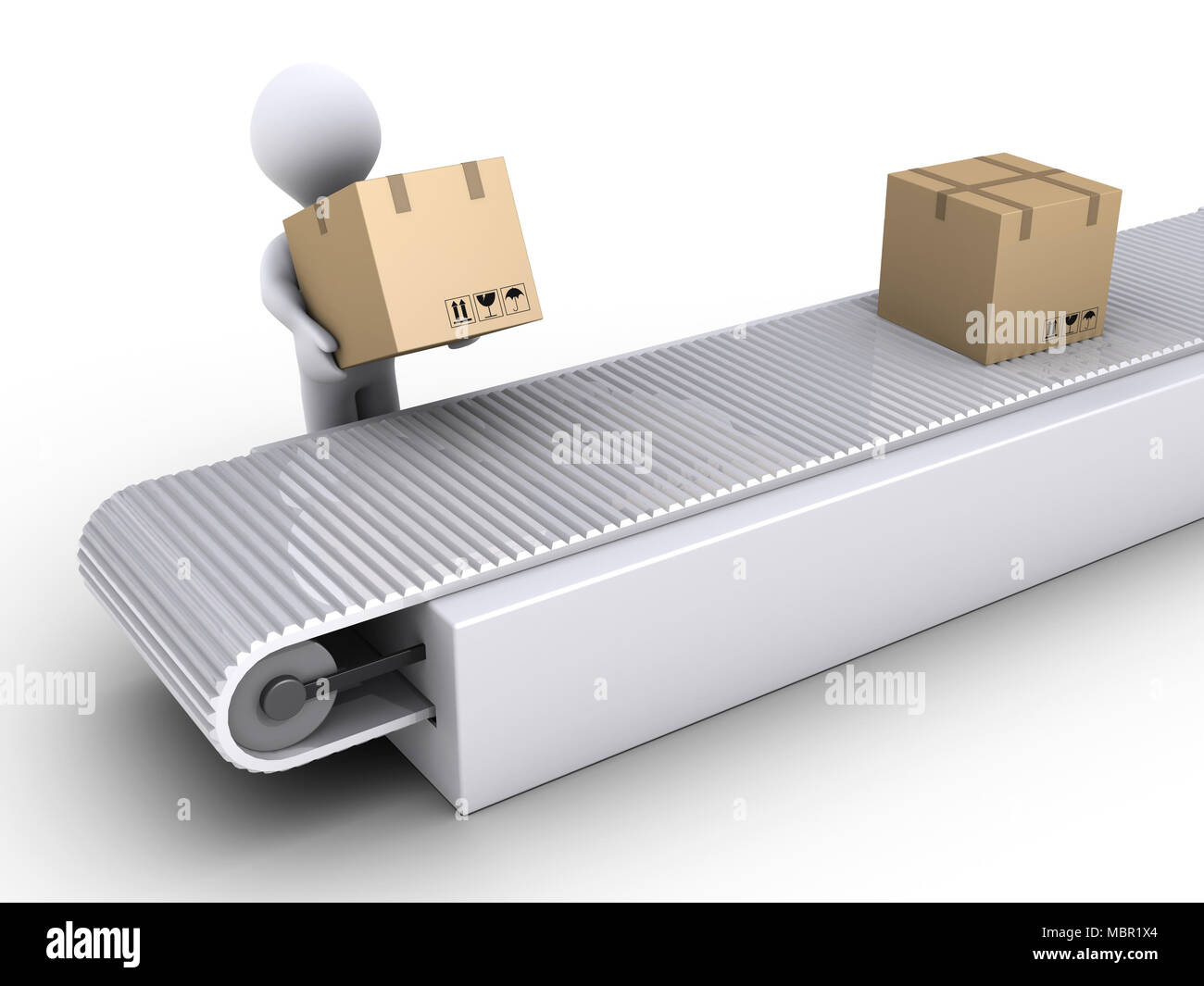 3d person is putting a box on conveyor for shipping Stock Photo Alamy