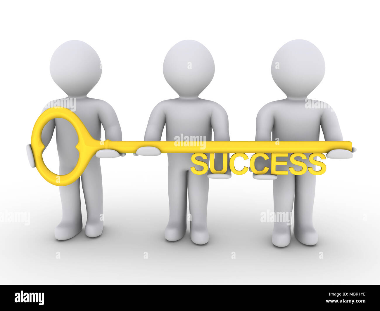Three 3d people are holding a golden key of success Stock Photo - Alamy