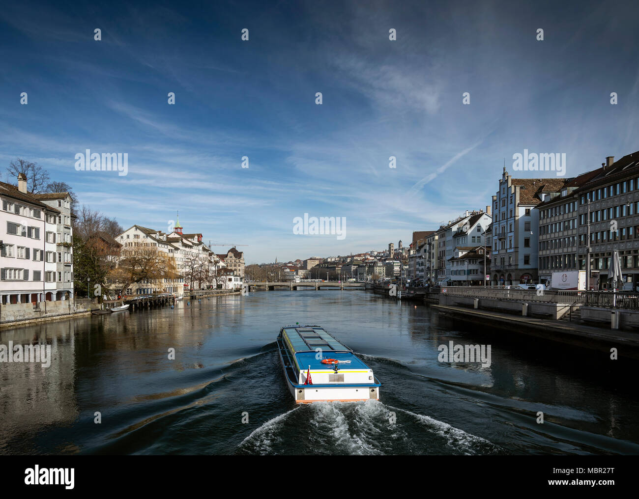 central zurich city old town and limmat river landmark view in ...